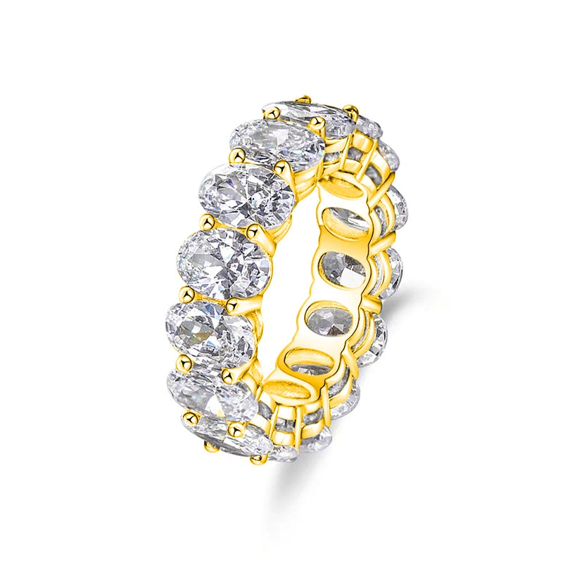14K Yellow Gold Oval lab Diamond Eternity Ring - R176