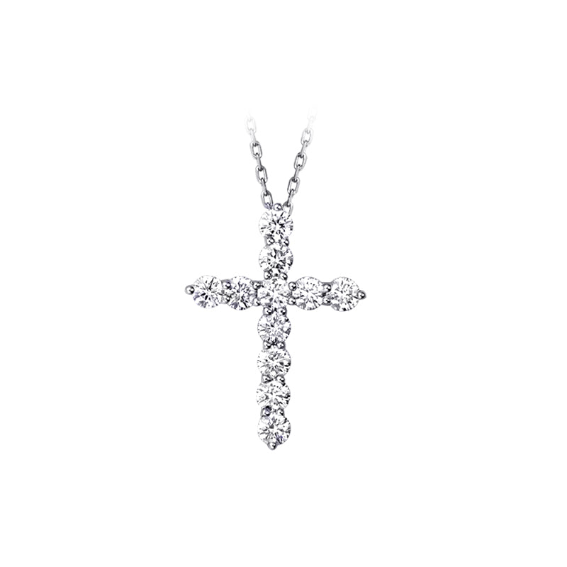 18K White Gold Cross Necklace