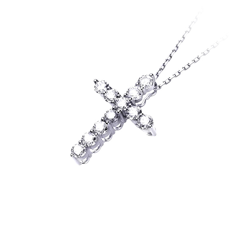 18K White Gold Cross Necklace