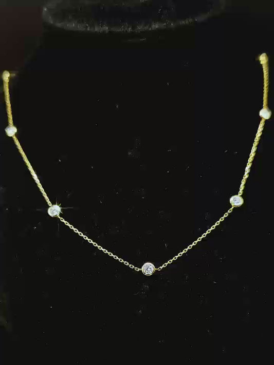 18K Gold 1ct tw Lab-Grown Diamond Starry Bubble Necklace