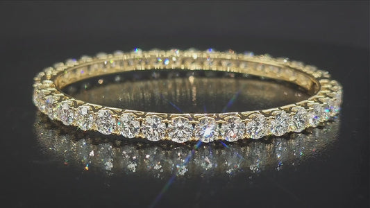 18K Yellow Gold Round White Diamond Tennis Bracelet 18.342ct